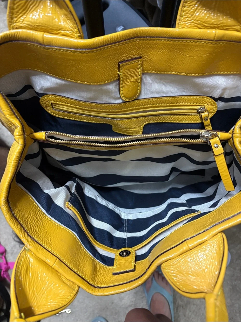 Kate Spade canary yellow patent leather handbag